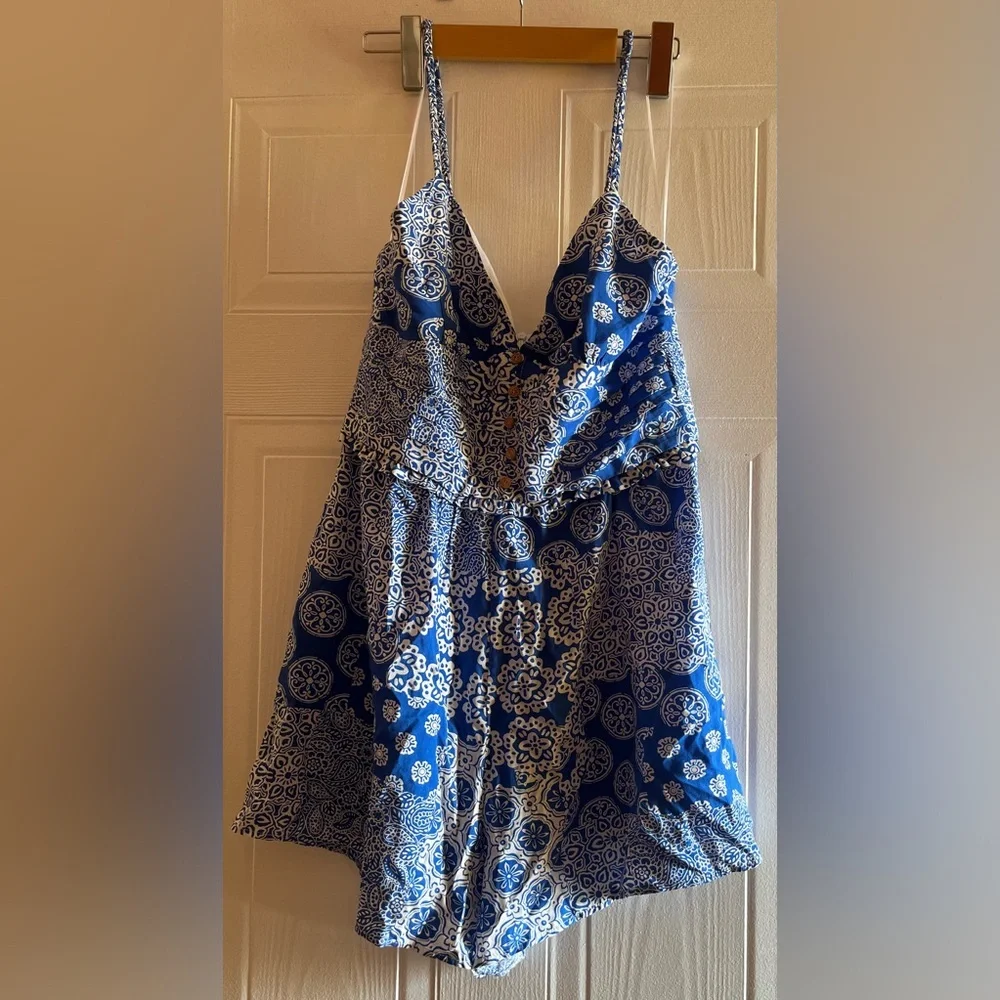 Zara Blue and White Patterned Jumpsuit - Picture 2 of 4